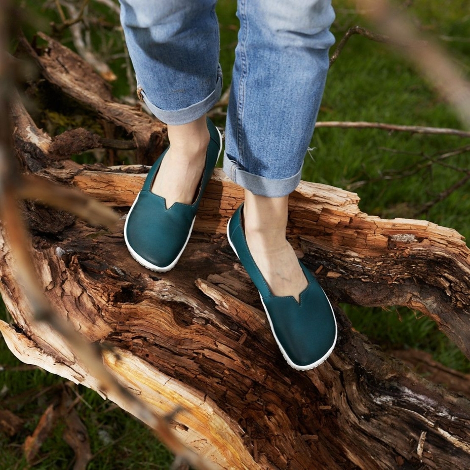 Női barefoot bőr balerina Odeta, zöld