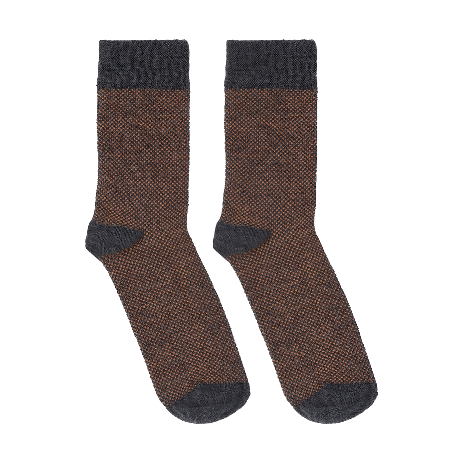 Jacquard Merino gyapjú zokni szürke narancssárga