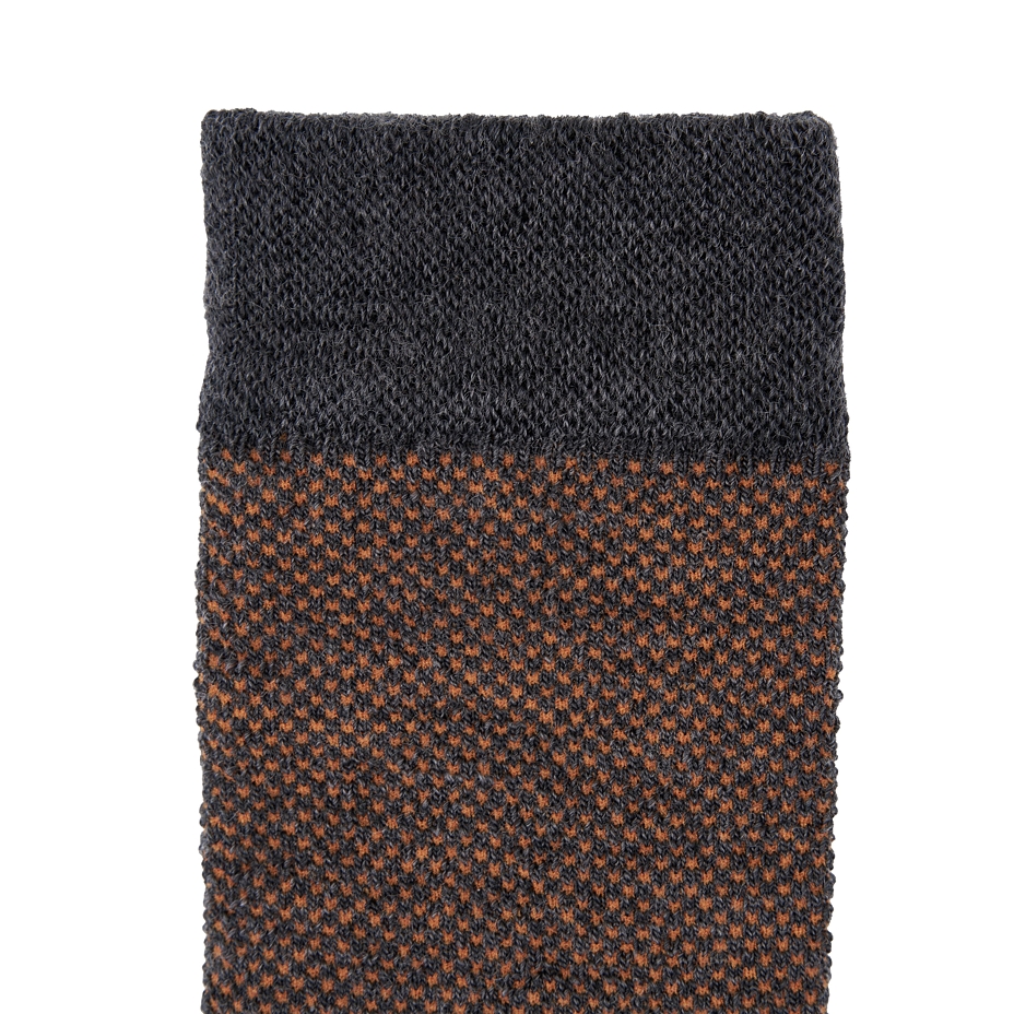 Jacquard Merino gyapjú zokni szürke narancssárga