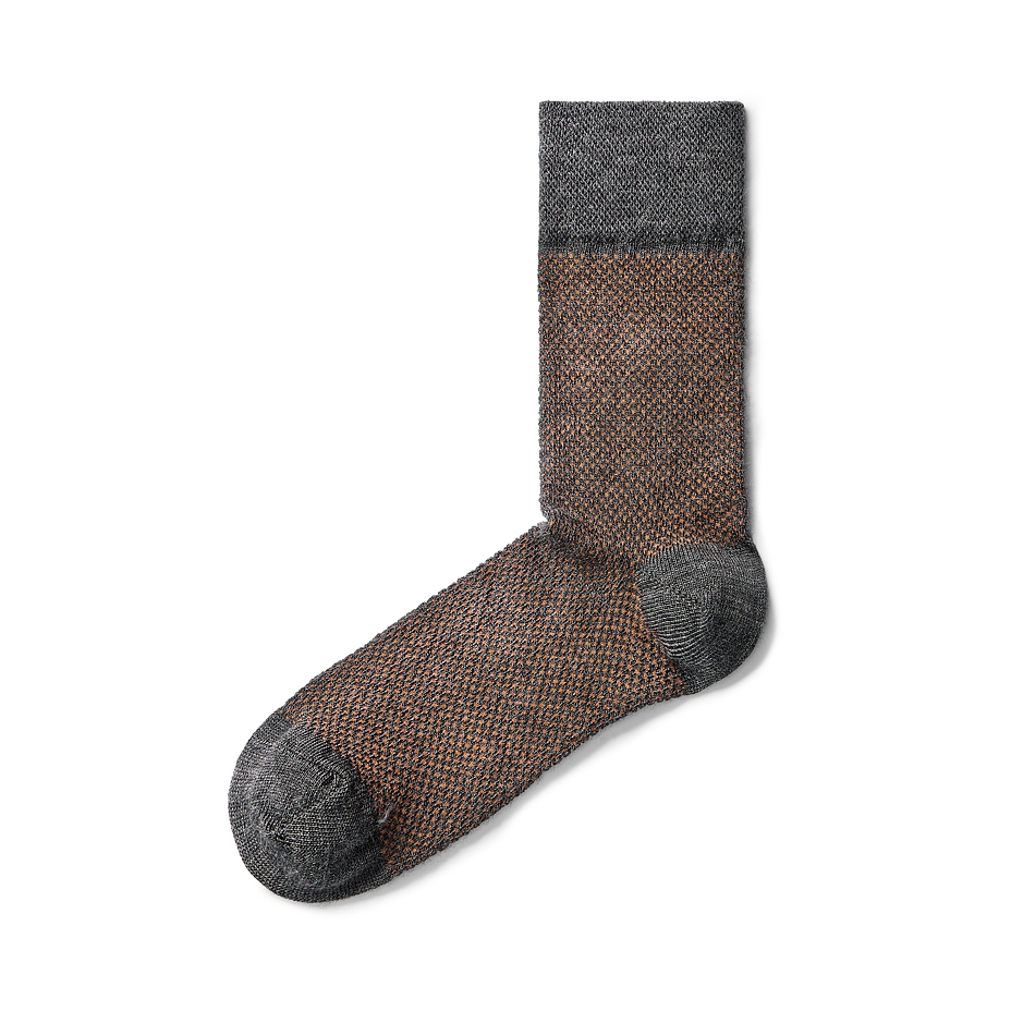 Jacquard Merino gyapjú zokni szürke narancssárga