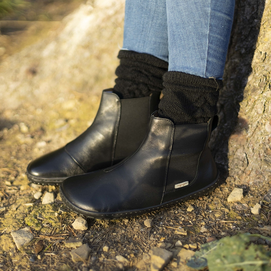 Női barefoot bőr cipő Ofelia, fekete
